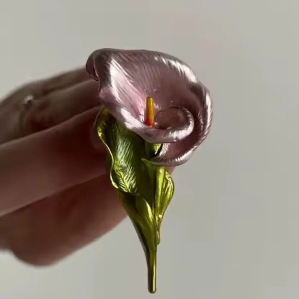 Pink Calla Lily Floral Brooch